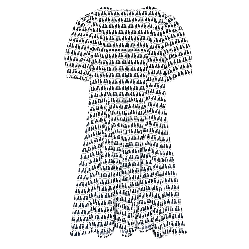 NWT Xuege Cat Theme Dress SZ 6-8 Blk/White Flouncy Boho Hipster Retro A-Line - Picture 4 of 8
